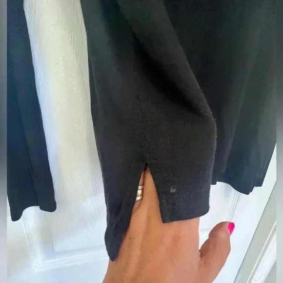 Vince Womens V Neck Shirt Black White colorblock Semi Sheer Long Sleeve Top Sz M - Picture 10 of 12